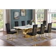 Best Quality Furniture White Marble Dining Set with Black Velvet Chairs