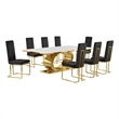 Best Quality Furniture White Marble Dining Set with Black Velvet Chairs