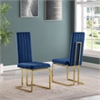 Best Quality Furniture White Marble Dining Set with Navy Blue Velvet Chairs