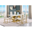 Best Quality Furniture White Marble Dining Set with Cream Velvet Chairs
