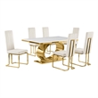 Best Quality Furniture White Marble Dining Set with Cream Velvet Chairs