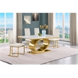 Best Quality Furniture White Marble Dining Set with Cream Velvet Chairs