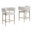 Best Quality 2 Set Teddy Fur Fabric Counter Chairs in Beige with Gold Chrome