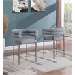 Best Quality 2 Set Teddy Fur Fabric Counter Chairs in Gray with Gold Chrome