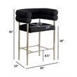 Best Quality 2 Set Teddy Fur Fabric Counter Chairs in Gray with Gold Chrome