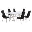 Best Quality Furniture 7PC Wood Dining Set (Dining Table + 6 Black Chairs)