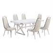 Best Quality Furniture 7PC Wood Dining Set (Dining Table + 6 Cream Chairs)