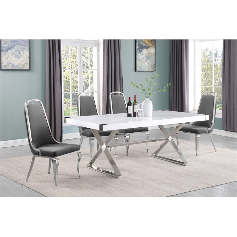 Best Quality Furniture 5PC Wood Dining Set (Dining Table + 4 Dark Gray Chairs)