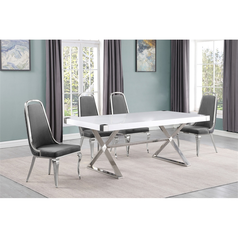 Best Quality Furniture 5PC Wood Dining Set (Dining Table + 4 Dark Gray Chairs)