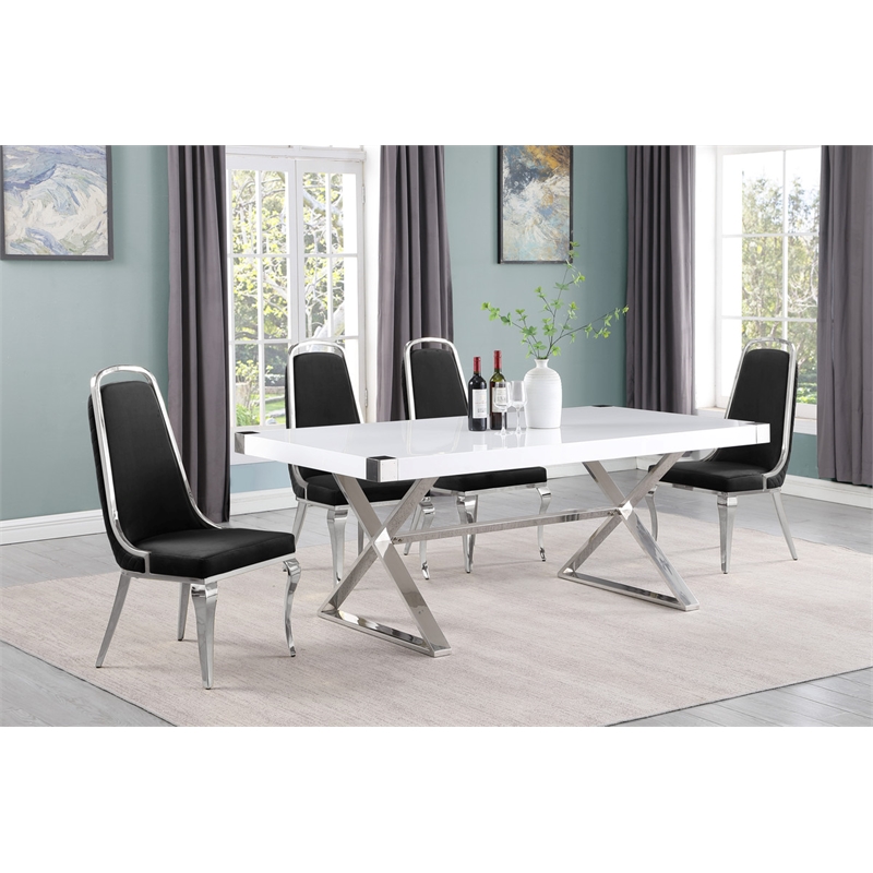 Best Quality Furniture 5PC Wood Dining Set (Dining Table + 4 Black Chairs)