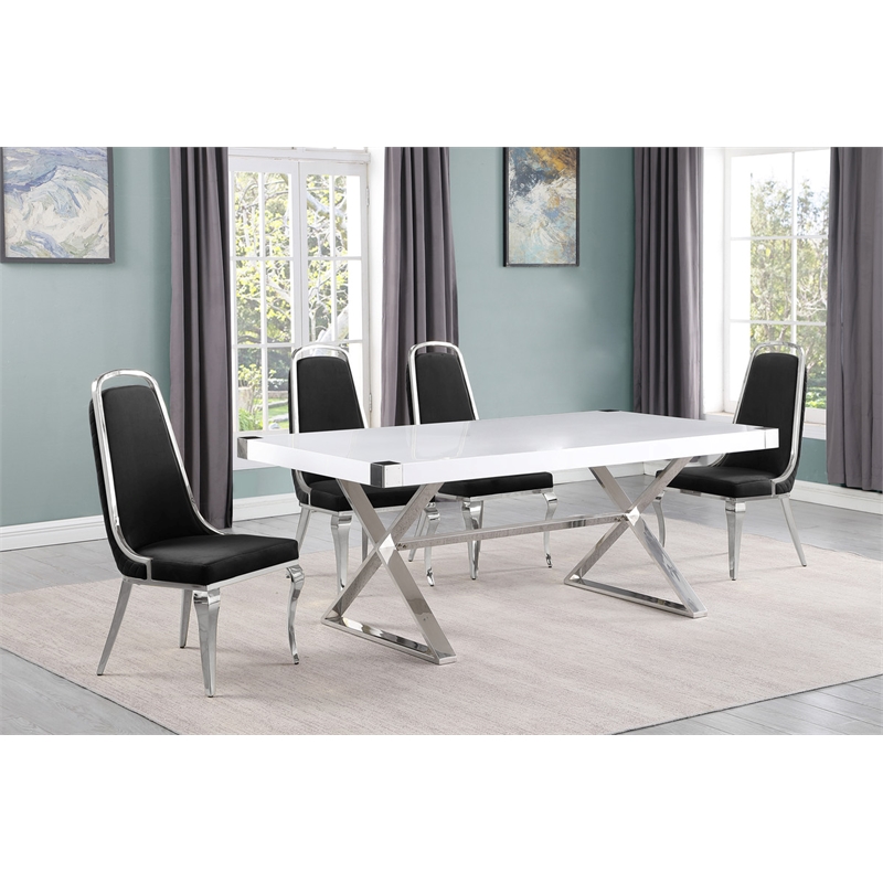 Best Quality Furniture 5PC Wood Dining Set (Dining Table + 4 Black Chairs)