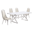 Best Quality Furniture 5PC Wood Dining Set (Dining Table + 4 Cream Chairs)