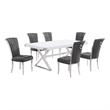 Best Quality Furniture 7PC Wood Dining Set (Dining Table + 6 Dark Gray Chairs)