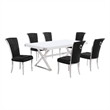 Best Quality Furniture 7PC Wood Dining Set (Dining Table + 6 Black Chairs)