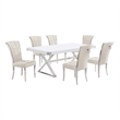 Best Quality Furniture 7PC Wood Dining Set (Dining Table + 6 Cream Chairs)