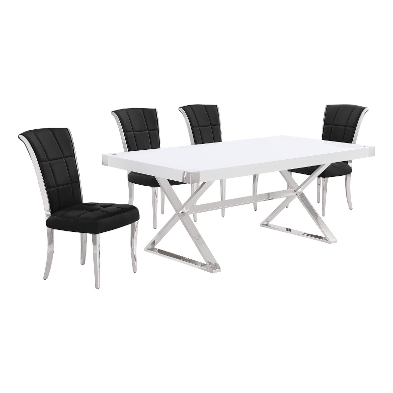 Best Quality Furniture 5PC Wood Dining Set (Dining Table + 4 Black Chairs)