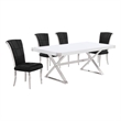 Best Quality Furniture 5PC Wood Dining Set (Dining Table + 4 Black Chairs)