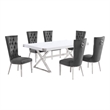 Best Quality Furniture 7PC Wood Dining Set (Dining Table + 6 Dark Gray Chairs)