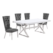 Best Quality Furniture 5PC Wood Dining Set (Dining Table + 4 Dark Gray Chairs)