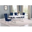 Best Quality Furniture 5PC Wood Dining Set (Dining Table + 4 Navy Blue Chairs)