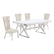 Best Quality Furniture 5PC Wood Dining Set (Dining Table + 4 Cream Chairs)