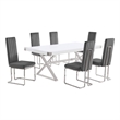 Best Quality Furniture 7PC Wood Dining Set (Dining Table + 6 Dark Gray Chairs)