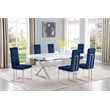 Best Quality Furniture 7PC Wood Dining Set (Dining Table + 6 Navy Blue Chairs)