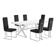 Best Quality Furniture 7PC Wood Dining Set (Dining Table + 6 Black Chairs)