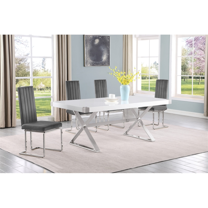 Best Quality Furniture 5PC Wood Dining Set (Dining Table + 4 Dark Gray Chairs)