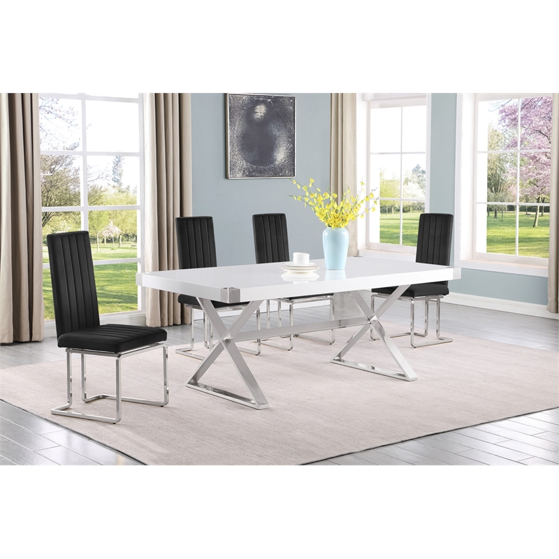 Best Quality Furniture 5PC Wood Dining Set (Dining Table + 4 Black Chairs)