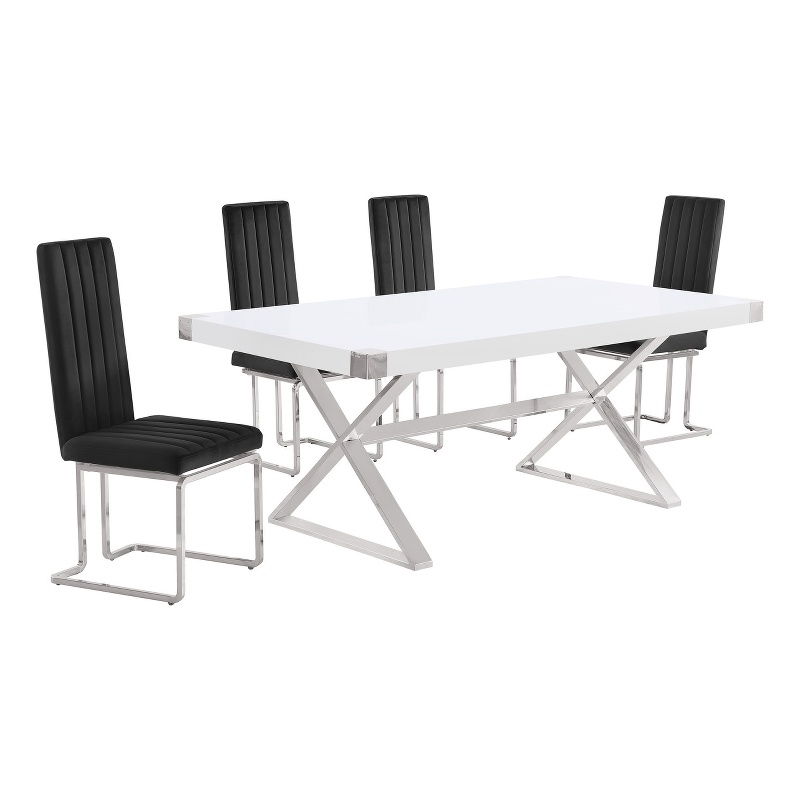 Best Quality Furniture 5PC Wood Dining Set (Dining Table + 4 Black Chairs)