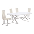 Best Quality Furniture 5PC Wood Dining Set (Dining Table + 4 Cream Chairs)