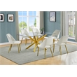 Best Quality Furniture Clear Glass Dining Set w Cream Velvet Chairs