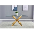 Best Quality Furniture Clear Glass Dining Set w Cream Velvet Chairs