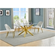Best Quality Furniture Clear Glass Dining Set w Cream Velvet Chairs