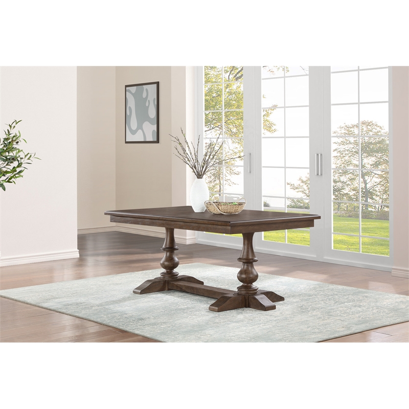 Best Quality Furniture 7pc Oak Wood Dining Set with Beige Chairs