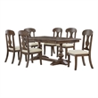 Best Quality Furniture 7pc Oak Wood Dining Set with Beige Chairs