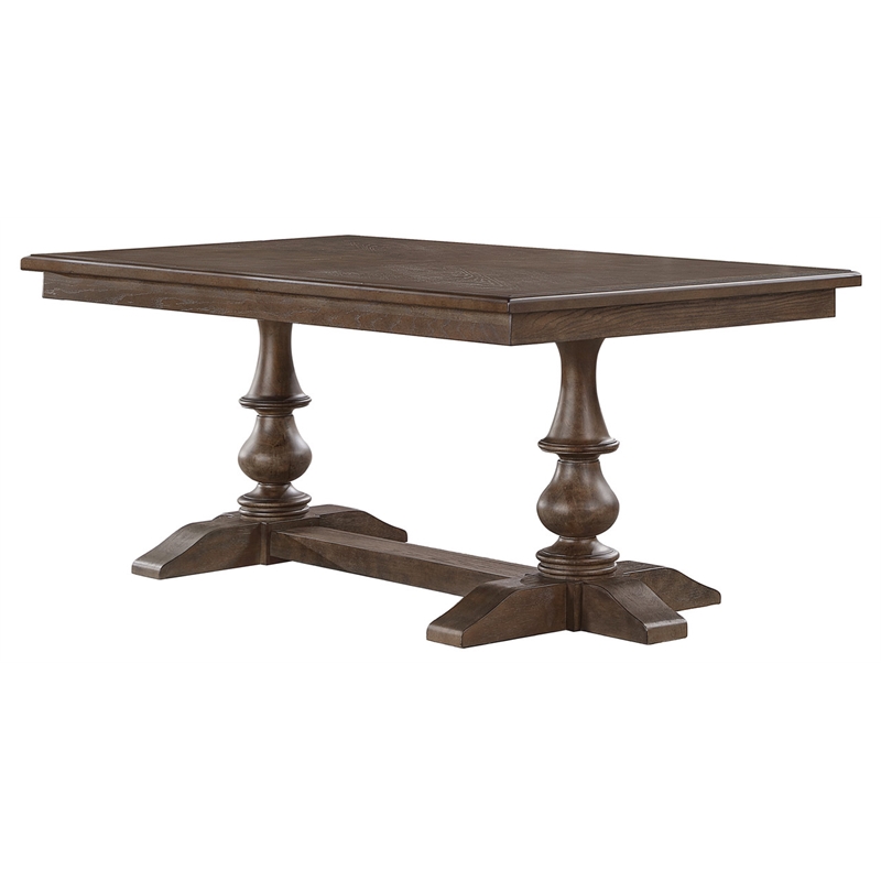 Best Quality Furniture 5pc Oak Wood Dining Set with Beige Chairs
