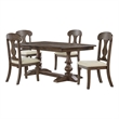 Best Quality Furniture 5pc Oak Wood Dining Set with Beige Chairs