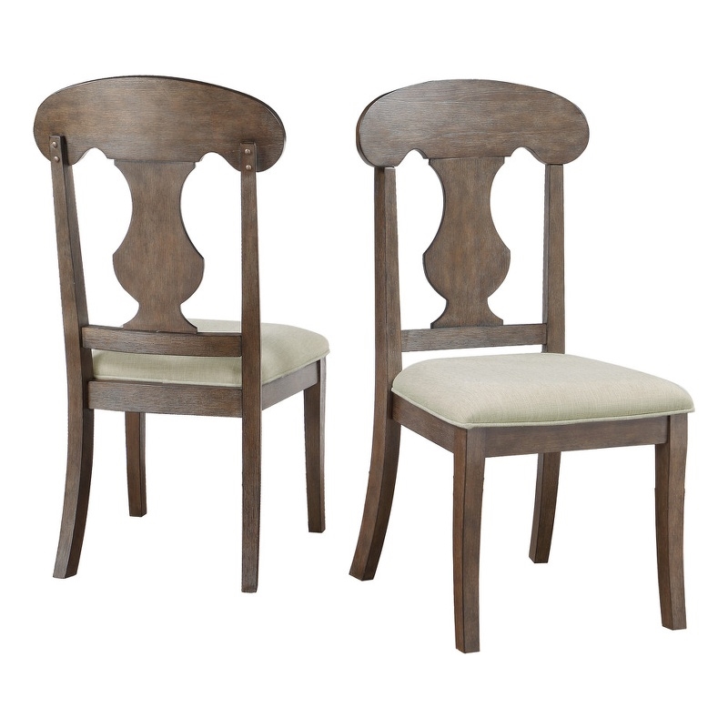 Best Quality Furniture Traditional Style Oak Wood Dining Chairs (2) in Beige