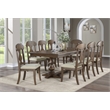 Best Quality Furniture 9pc Extendable Oak Wood Dining Set with Beige Chairs