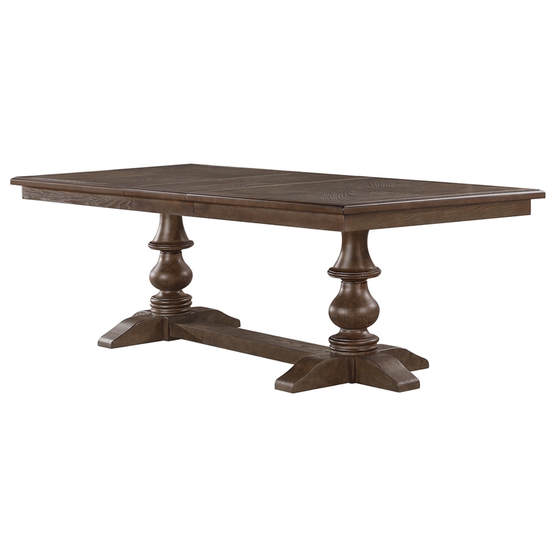Best Quality Furniture 9pc Extendable Oak Wood Dining Set with Beige Chairs