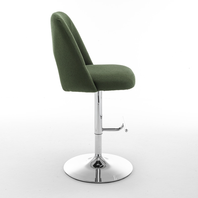 Best Quality Furniture Set of 2 Green Boucle Fabric Barstools