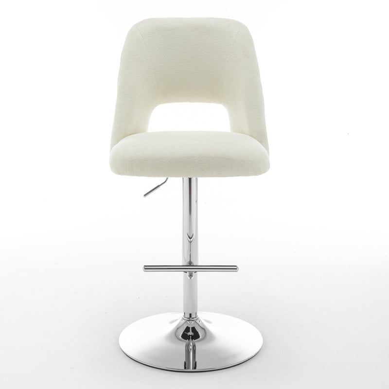 Best Quality Furniture Set of 2 Beige Boucle Fabric Barstools