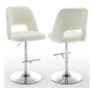 Best Quality Furniture Set of 2 Beige Boucle Fabric Barstools