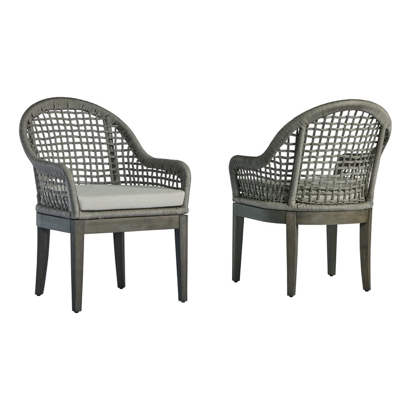 Best Quality Furniture Set of 2 Patio Chairs in Rustic Gray Acacia Wood