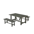 Best Quality Furniture 3pc Rustic Gray Acacia Wood Patio Set with Bench