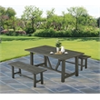Best Quality Furniture 3pc Rustic Gray Acacia Wood Patio Set with Bench