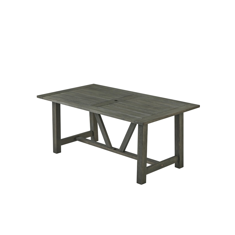 Best Quality Furniture 3pc Rustic Gray Acacia Wood Patio Set with Bench