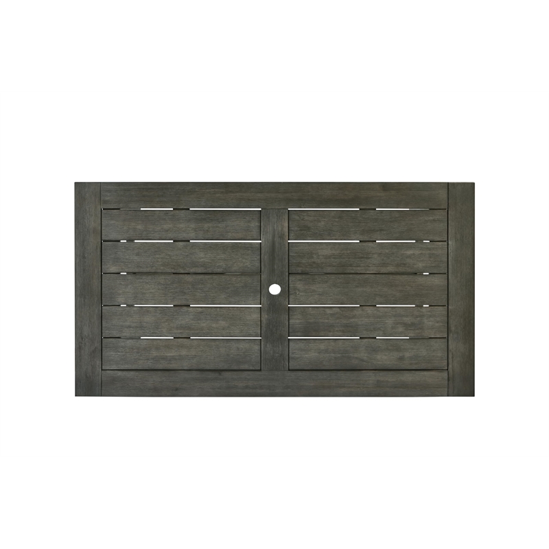 Best Quality Furniture 3pc Rustic Gray Acacia Wood Patio Set with Bench